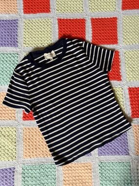 Sézane Camil Baby Tee - Navy and Cream Stripe